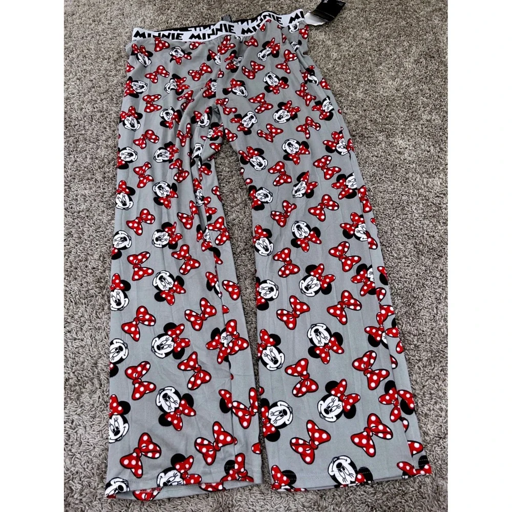 Soft Disney Minnie Mouse Pajama Pants Womens XL Gray Bow Sleepwear WS25PT305 NWT - Picture 2 of 8